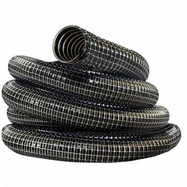 Our black PVC hose, 51mm ID, boasts sturdy wire reinforcement. Internally smooth for efficient flow. Also available in wire reinforced smoothbore hose.