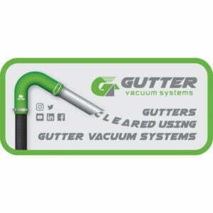 Small vehicle decal for gutter cleaning – features push fit carbon fibre poles and 135 silicone flexi neck. 80mm x 175mm which is ideal for van display