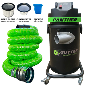1700 Panther Gutter Vacuum with green wire reinforced hose