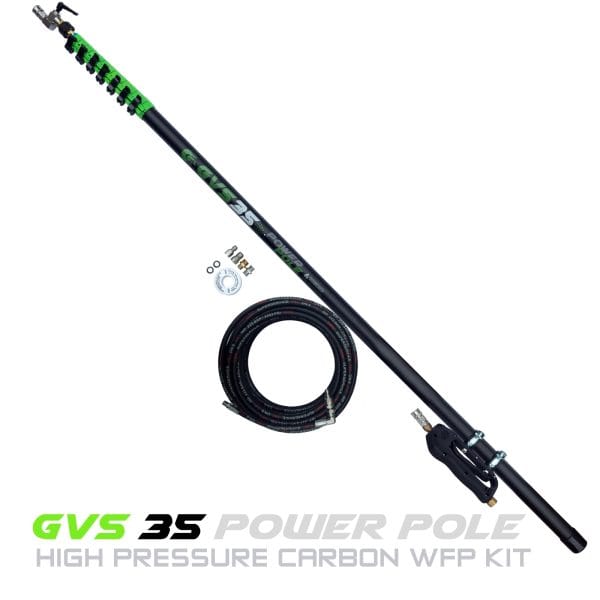 The full carbon GVS 35 Power Pole High Pressure Carbon WFP Kit is designed for high pressure washing at height - Perfect for those roof cleans.