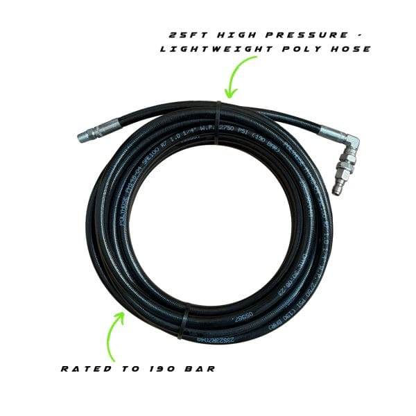 GVS 20 Power Pole Conversion Kit: 25ft high-pressure, lightweight poly hose. Rated to 190 bar.