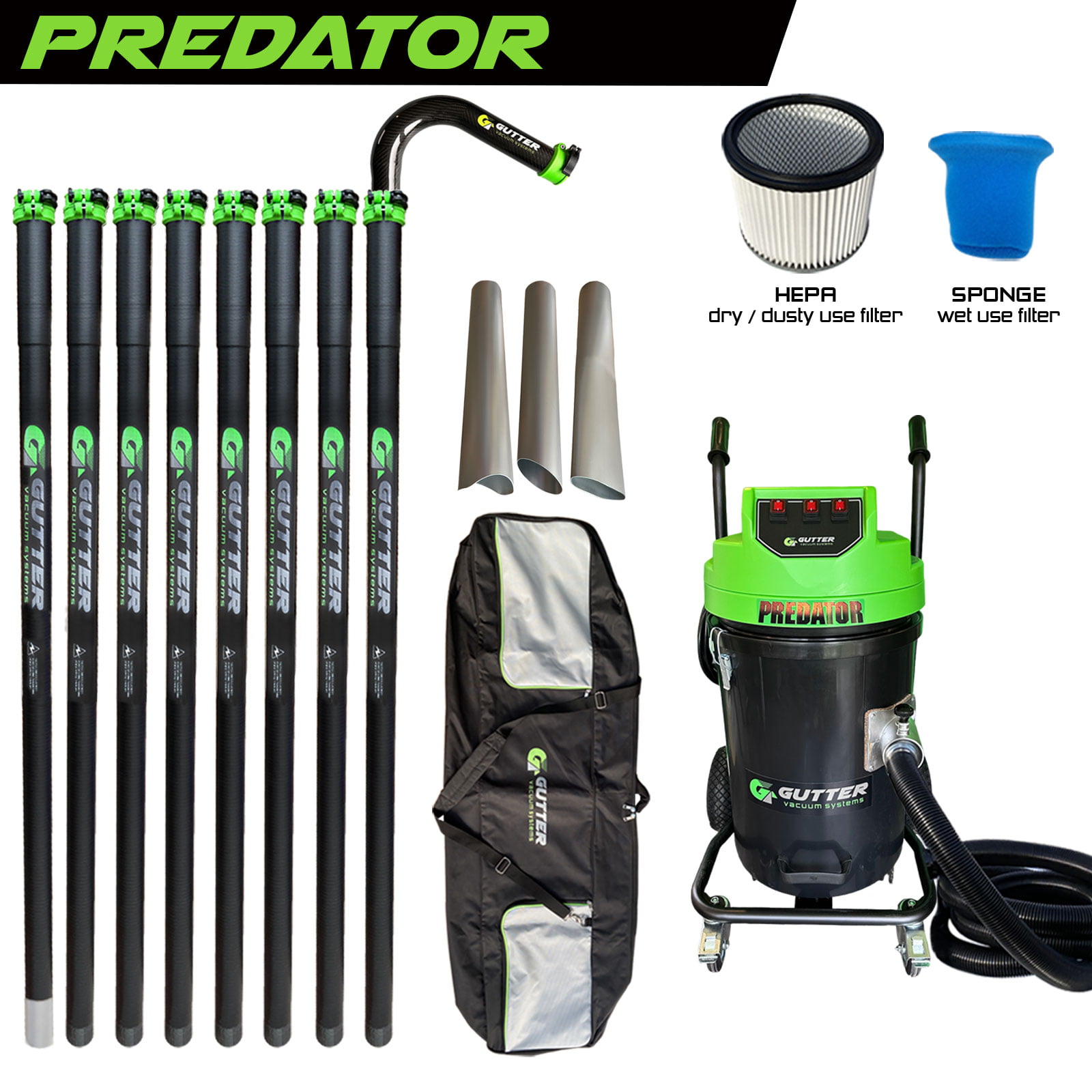 Predator with Polypropylene Drum Gutter Vacuum Systems