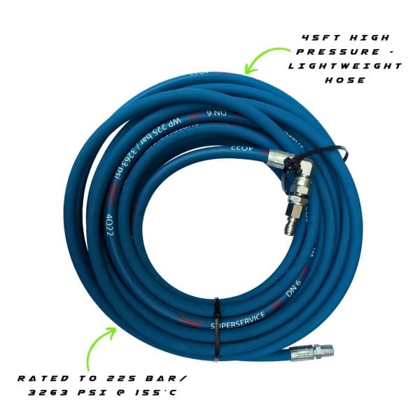 GVS 35 Power Pole Conversion Kit: 45ft high-pressure Hose Rated to 225 bar @ 155°c.