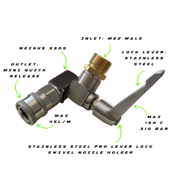 Lever Lock Swivel Nozzle Holders – Mini Quick Release x M22 Male - Image 4